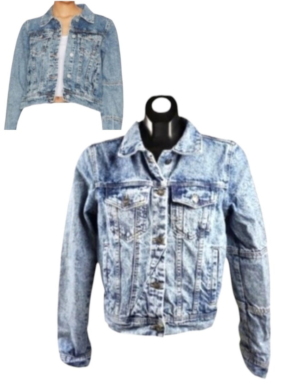 Free People Womens We The Free Rumors Acid Stone Wash Denim Jean Jacket Light S